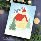 Simon Says Stamps and Dies Wrapped in His Love set1071wl Christmas Card | color-code:ALT05 Mindy Eggen Church in Snow