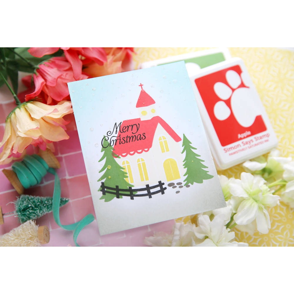 Simon Says Stamps and Dies Wrapped in His Love set1071wl Christmas Card | color-code:ALT11 Laura Bassen Country Church