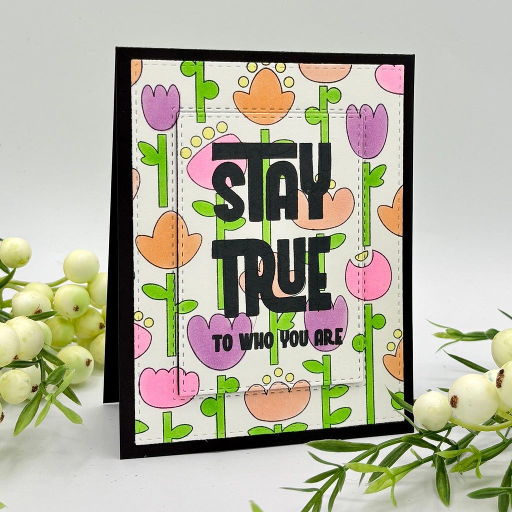Simon Says Stamps and Stencils Folk Flowers set1206ff In My Heart Stay True Card