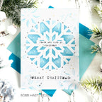 Simon Says Stencil and Die Large Snowflake set1082ls Sugar and Spice Holiday Card Bobbi Hart Aqua with Silver Balls