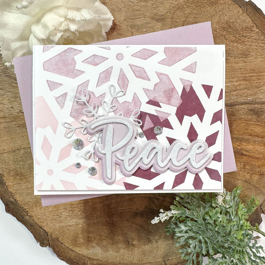 Simon Says Stencil and Die Large Snowflake set1082ls Sugar and Spice Holiday Card Kristin Sluhan Mauve Peace
