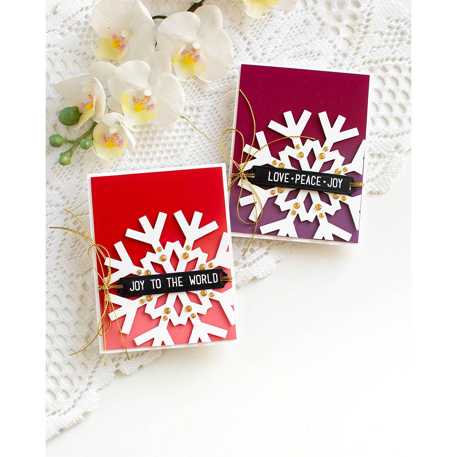 Simon Says Stencil and Die Large Snowflake set1082ls Sugar and Spice Holiday Cards | color-code:ALT03 Heather Hoffman Color Blend Duo