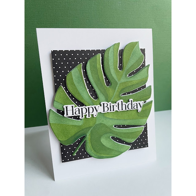 Simon Says Stencil and Die Monstera set890ms DieCember Birthday Card | color-code:ALT03 Lisa Addesa Dot Frame