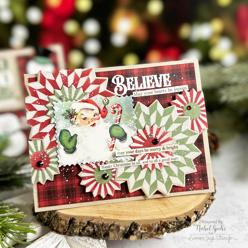 Simon Says Stencils and Dies Layered Rosette set889lr Christmas Card | color-code:ALT07 Nichol Spohr Santa
