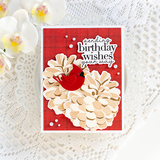Simon Says Stencils and Dies Layering Pinecone set1083lp Birthday Card | color-code:ALT02 Heather Hoffman Cardinal 