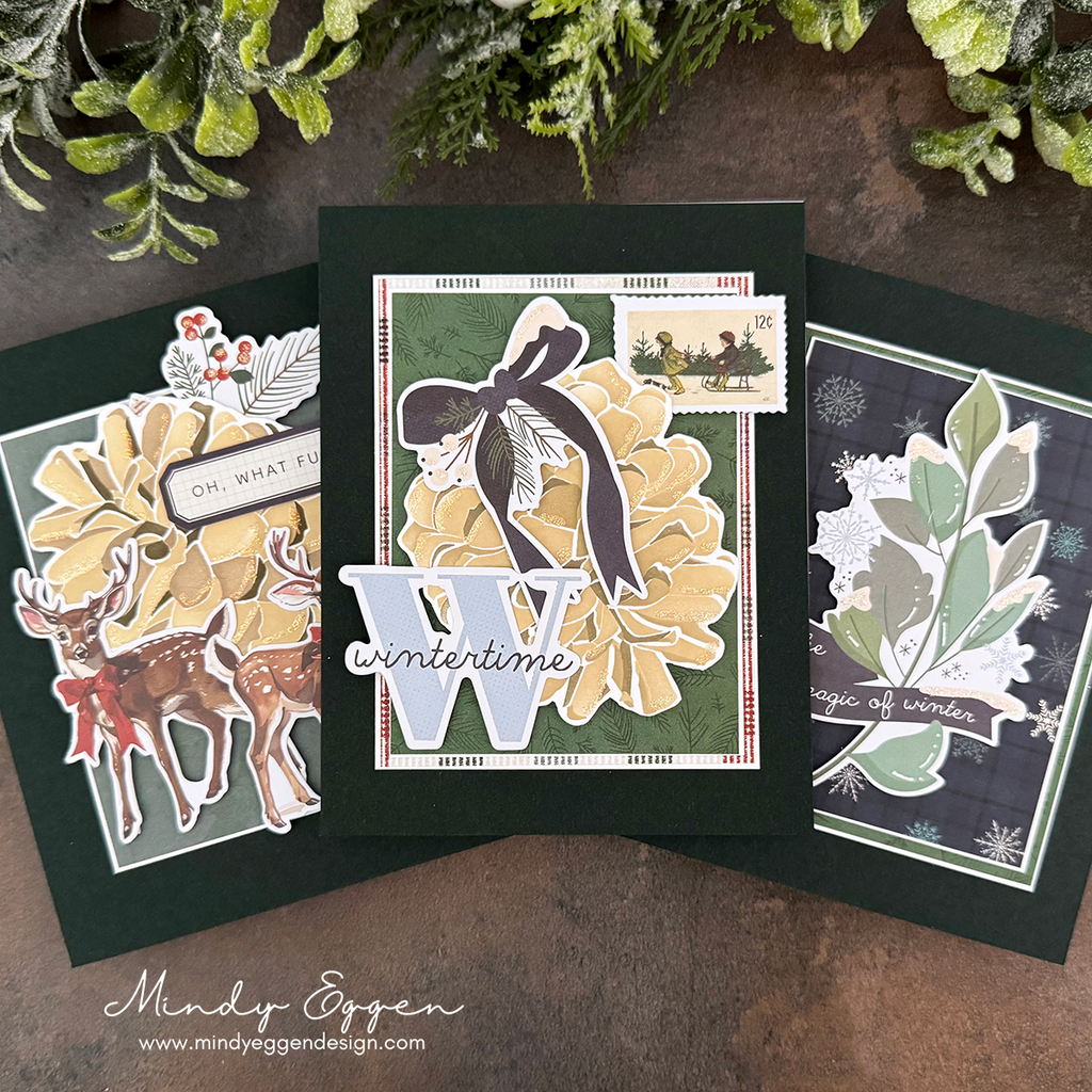 Simon Says Stencils and Dies Layering Pinecone set1083lp Holiday Cards | color-code:ALT01 Mindy Eggen Green Trio