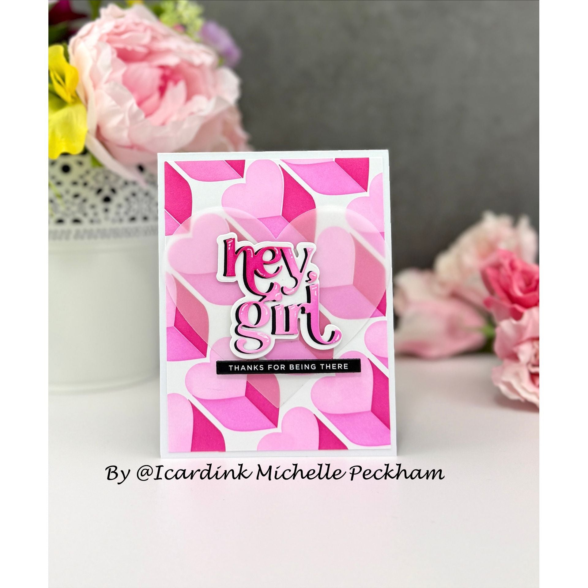 Simon Says Stencils and Dies Love City set1135lc Heart to Heart Michelle Peckham Hey, Girl Card