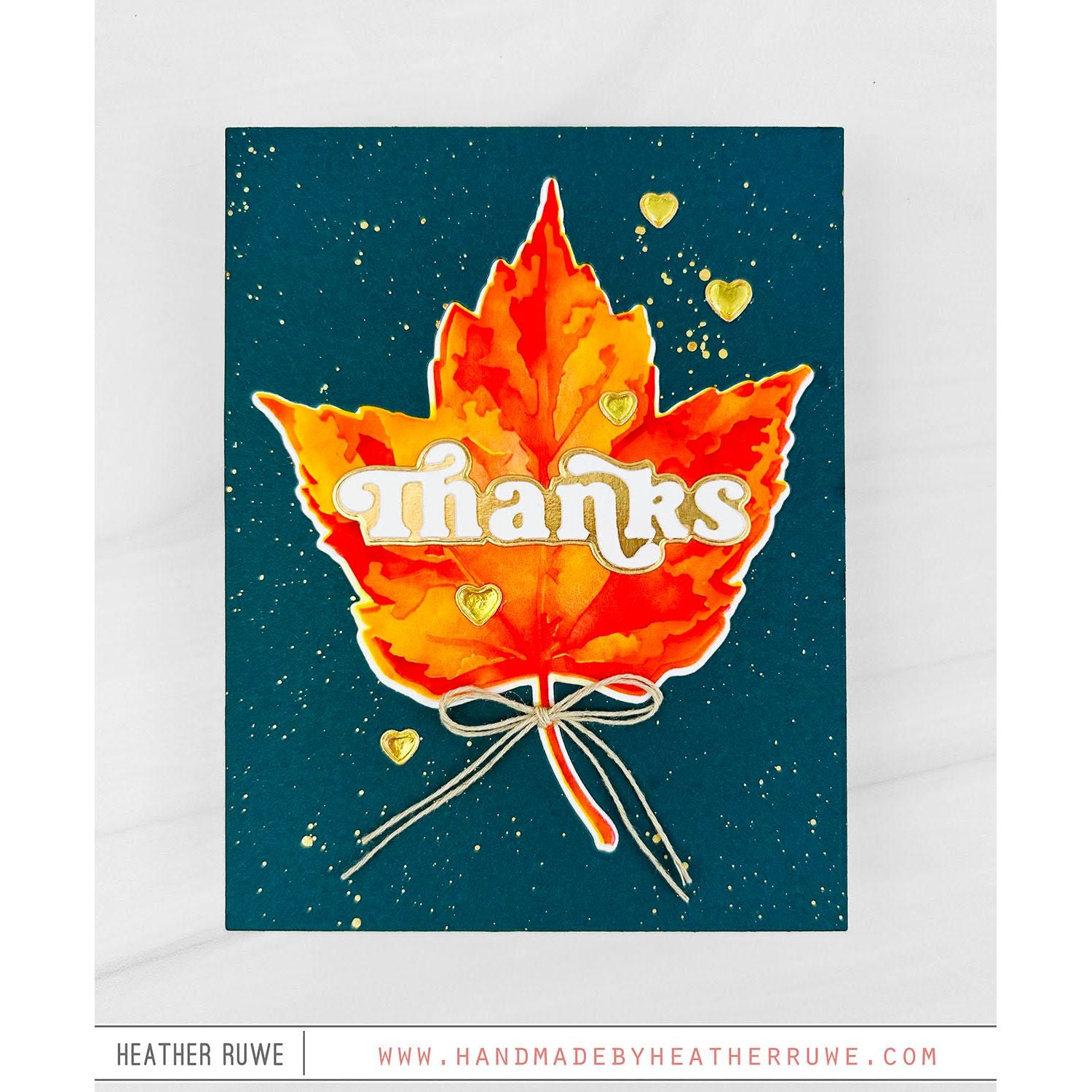 Simon Says Stencils and Dies Red Maple set1066rm Gratitude Card | color-code:ALT14 Heather Ruwe Orange on Blue