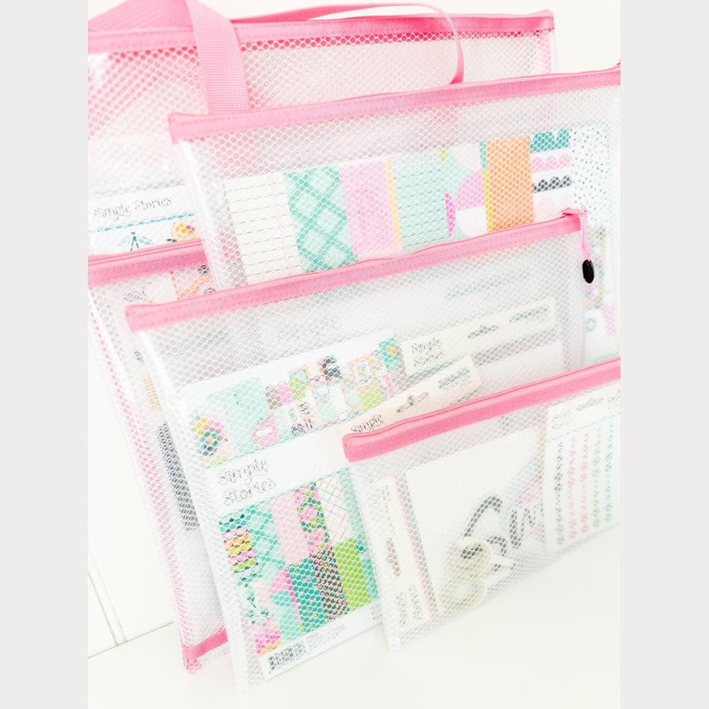 Simple Stories 13 x 10 Pink Medium Craft Storage Pouch 25688 Closeup Image