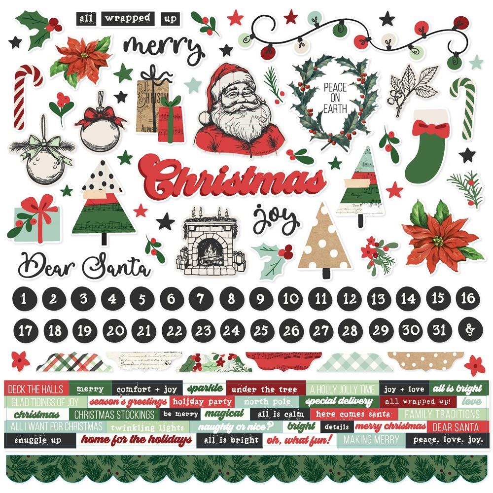 Simple Stories All Wrapped Up 12 x 12 Collector's Essential Kit 25401 Cardstock Stickers
