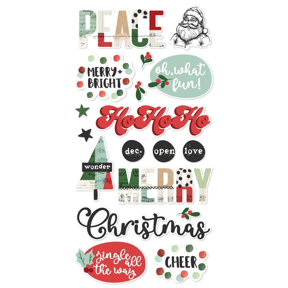 Simple Stories All Wrapped Up Foam Stickers 25422 Christmas Sentiments