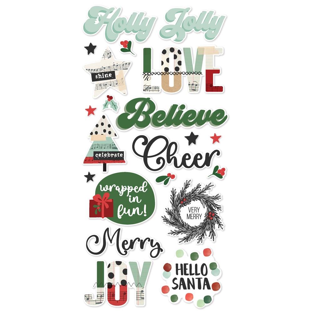 Simple Stories All Wrapped Up Foam Stickers 25422 Holiday Sentiments