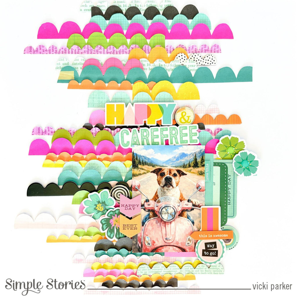 Simple Stories Color Me Happy Chipboard Pieces 26518 Carefree Layout