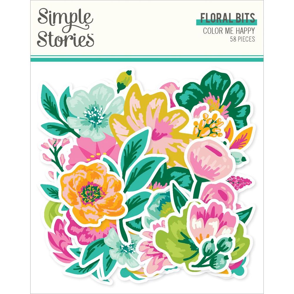 Simple Stories Color Me Happy Floral Bits And Pieces 26520