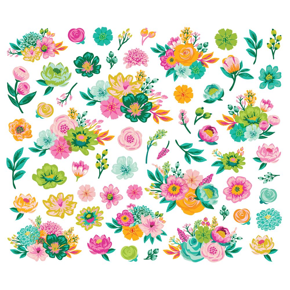 Simple Stories Color Me Happy Floral Bits And Pieces 26520 Flowers