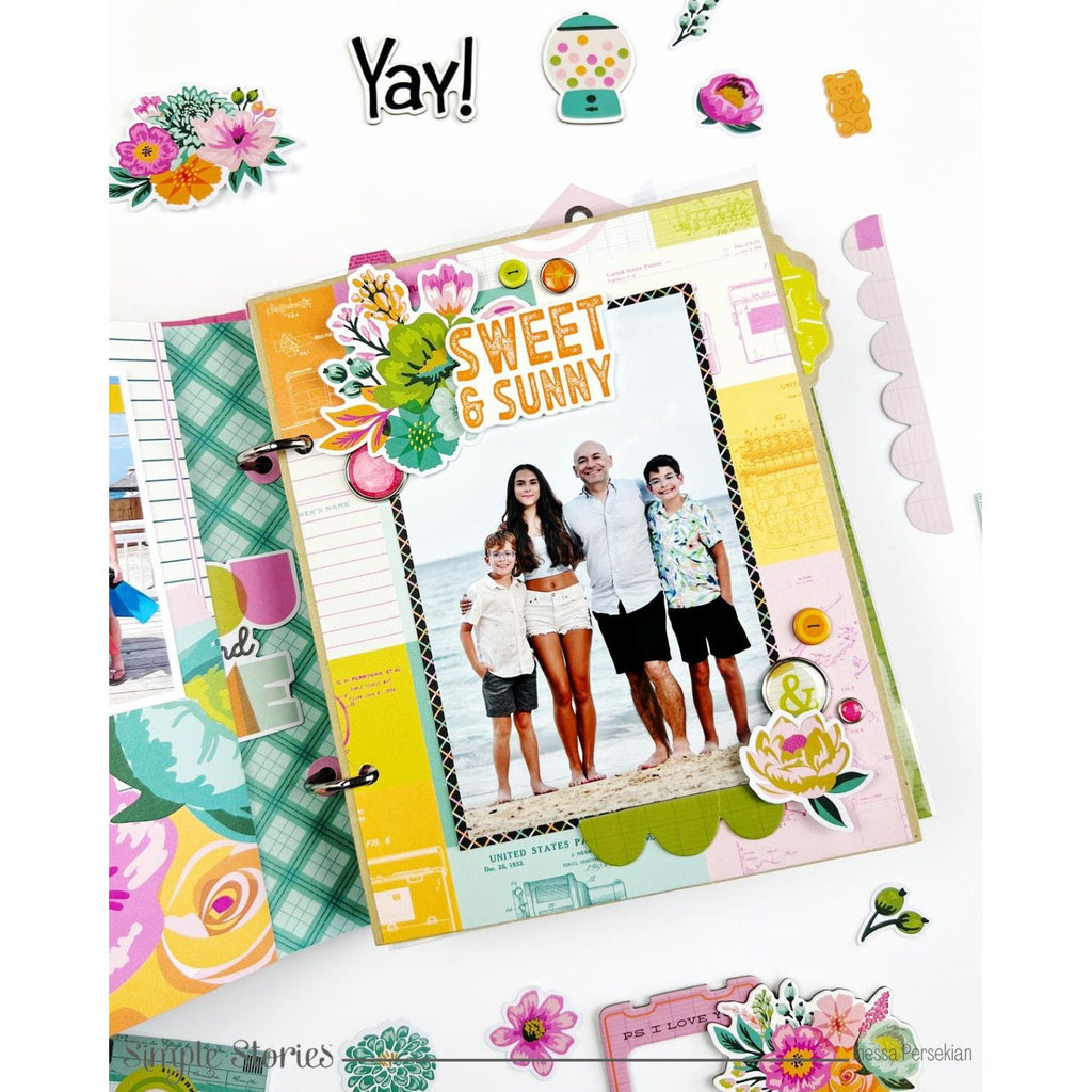 Simple Stories Color Me Happy Floral Bits And Pieces 26521 Sweet Sunny Layout