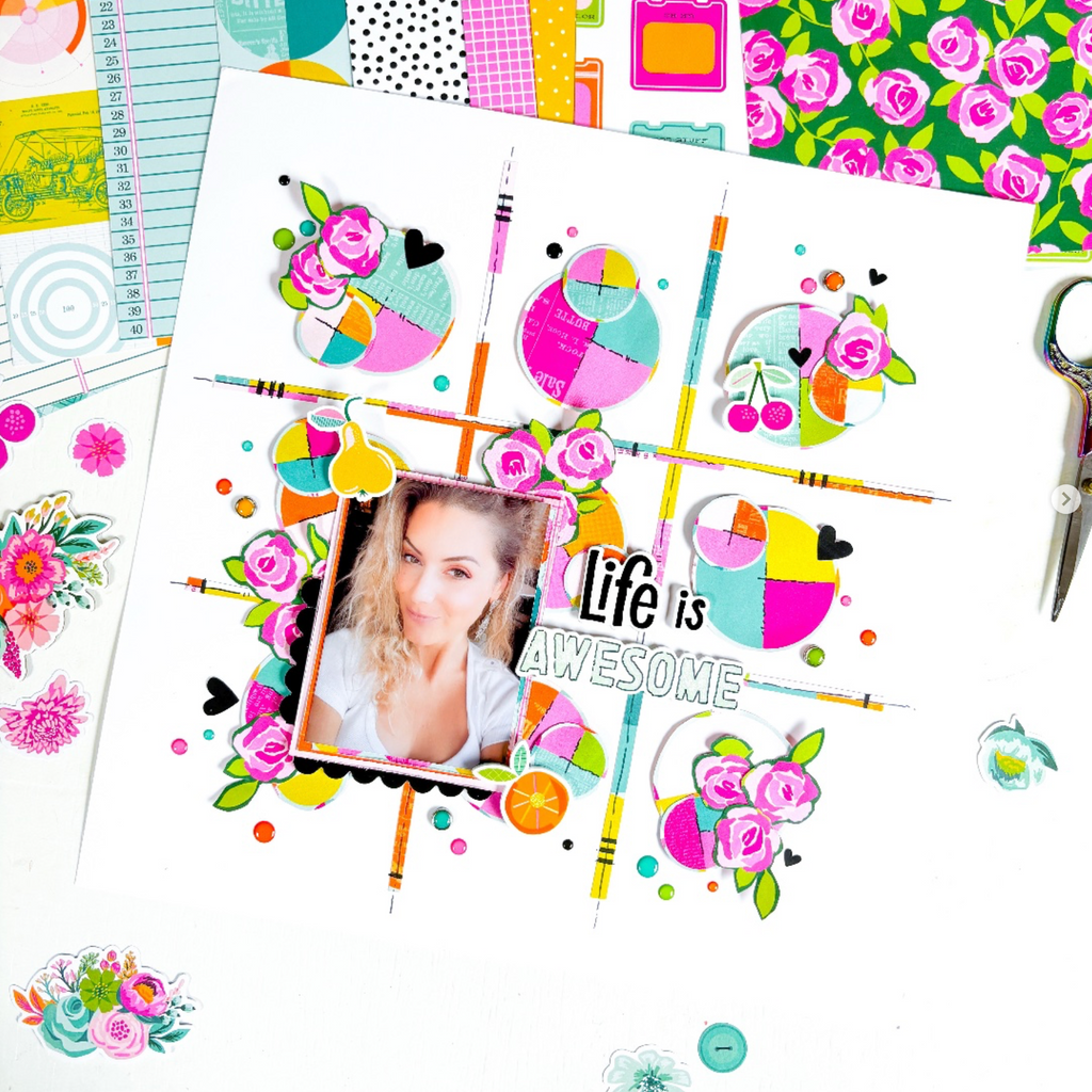 Simple Stories Color Me Happy Foam Stickers 26522 Life Is Awesome Layout