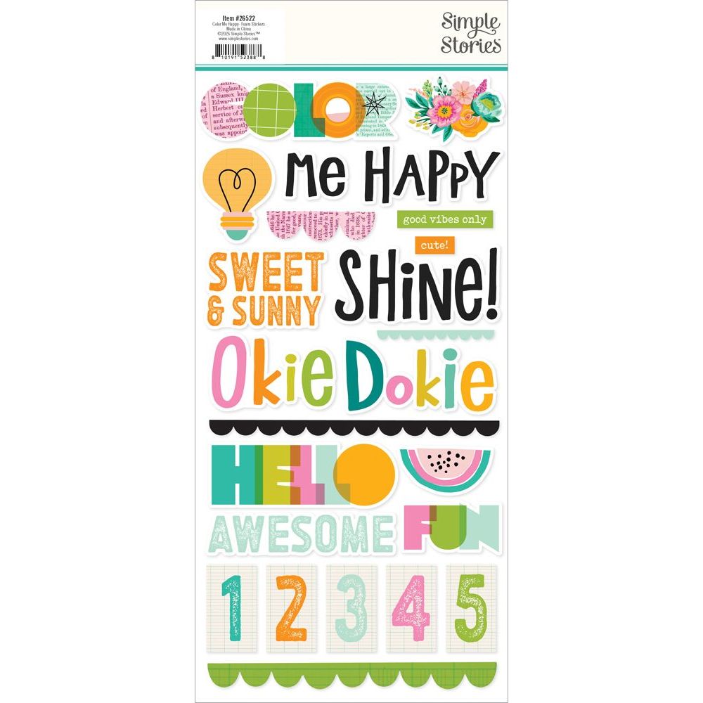 Simple Stories Color Me Happy Foam Stickers 26522 Packaging View