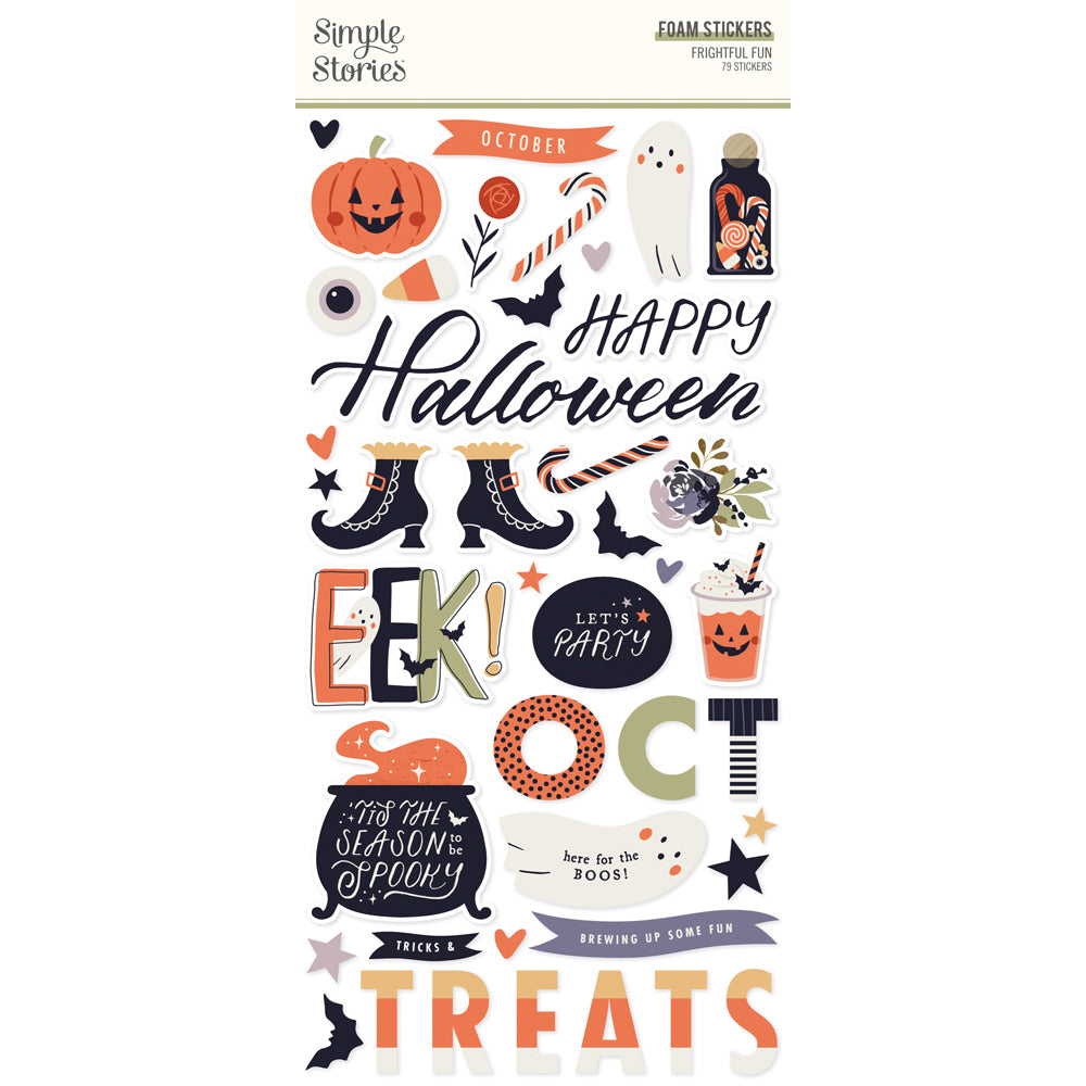 Simple Stories Frightful Fun Foam Stickers 27311 Halloween Sentiments