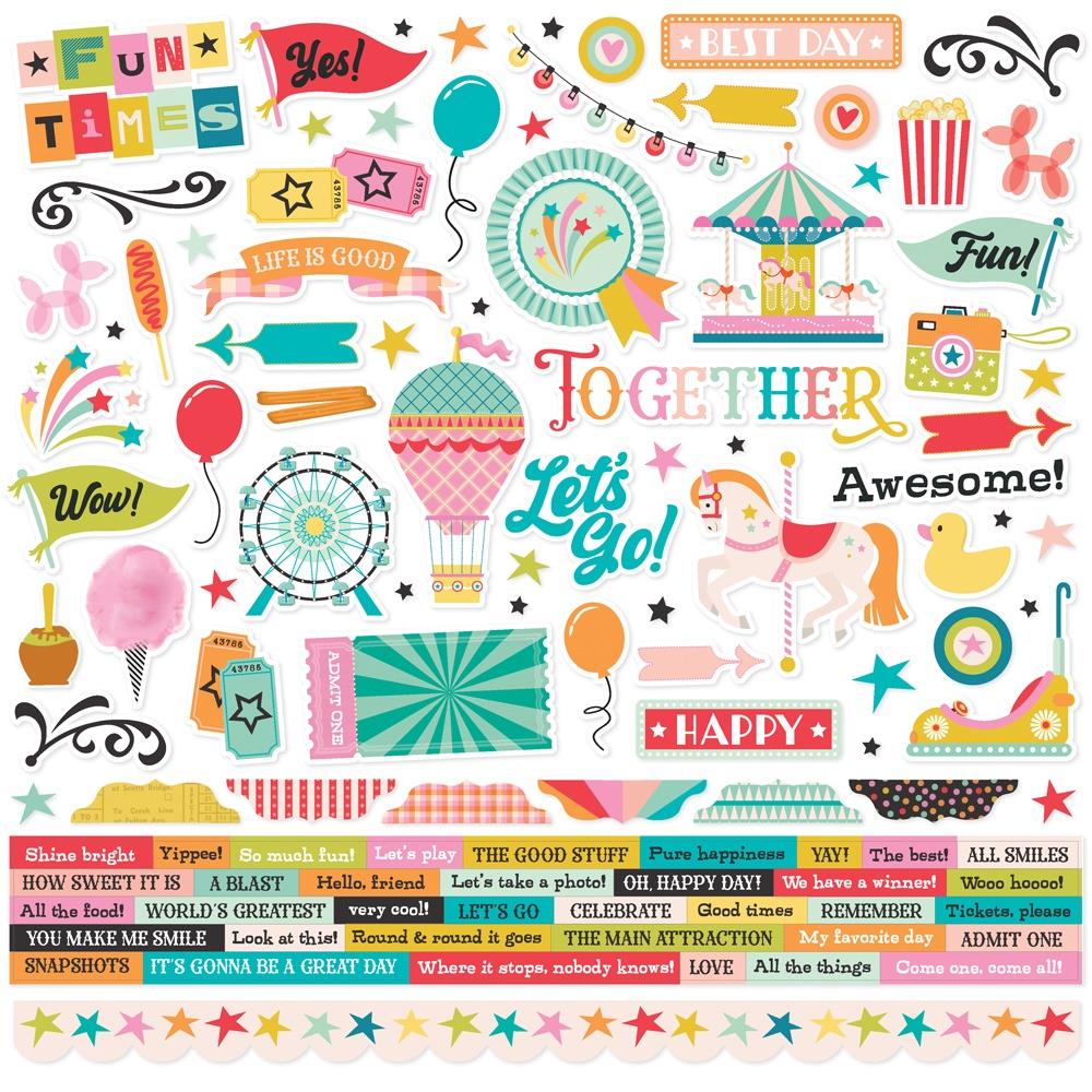 Simple Stories Fun Times 12 x 12 Collection's Essential Kit 25001 Cardstock Stickers