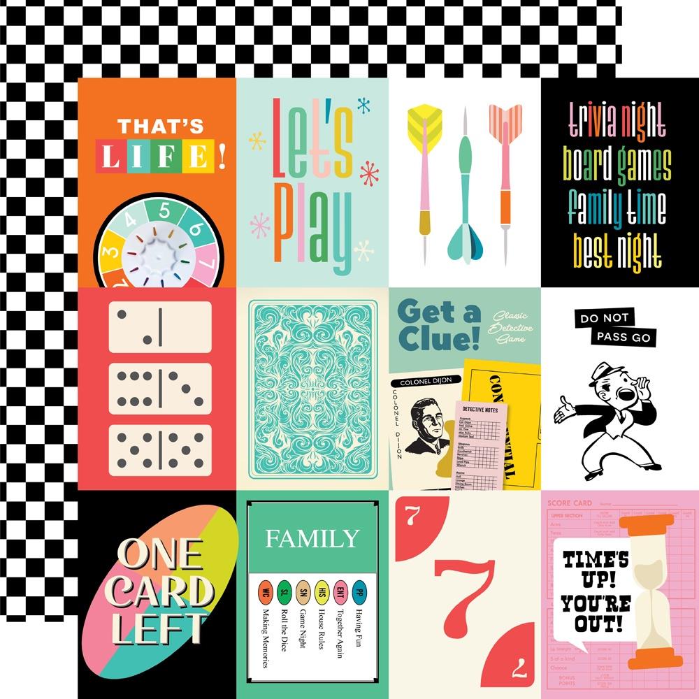 Simple Stories Game Night 12 x 12 Collection Kit 26100 3X4 Month Elements