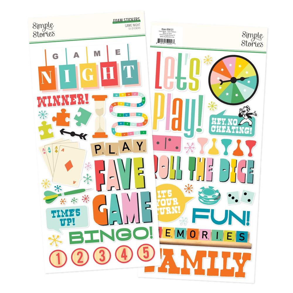 Simple Stories Game Night Foam Stickers 26121