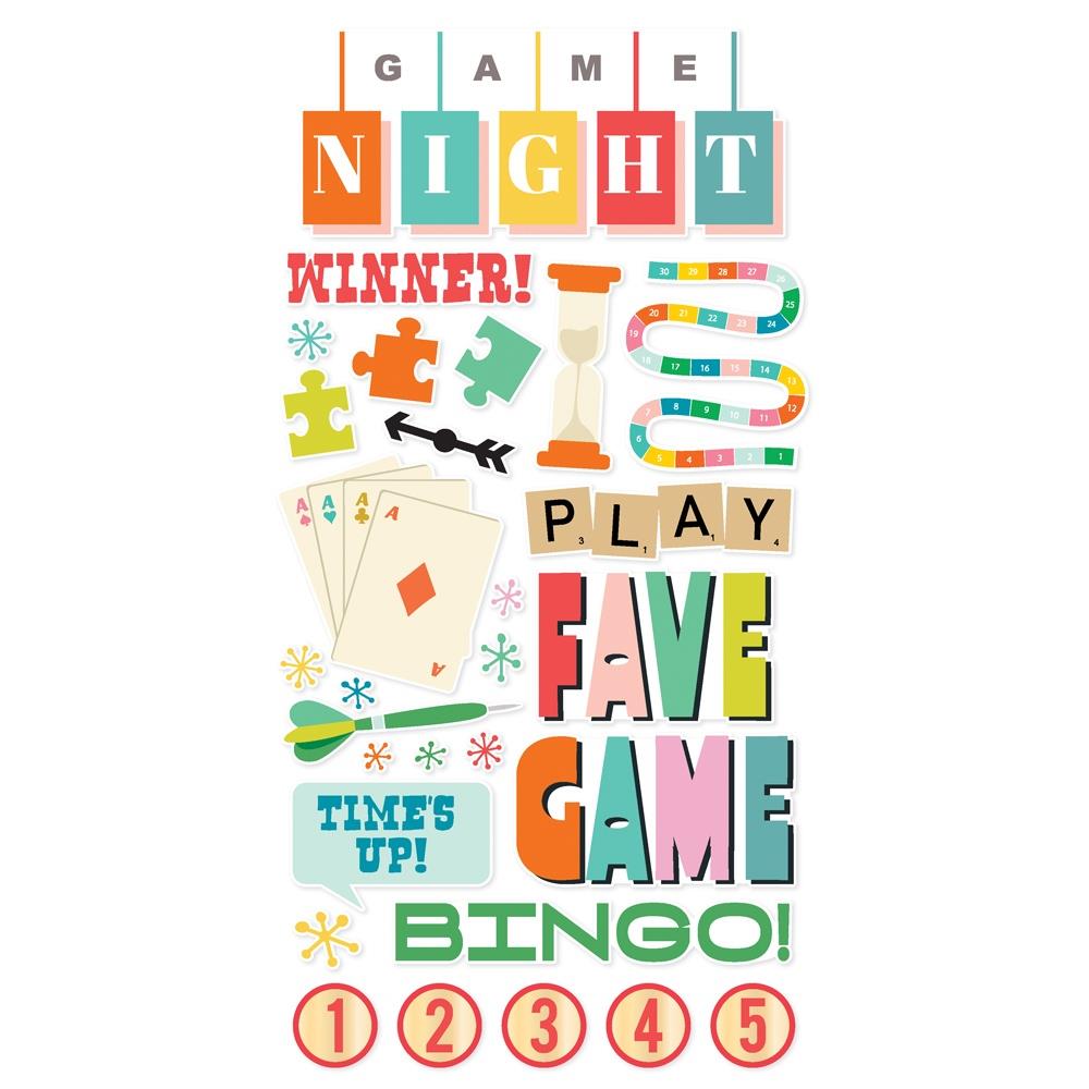Simple Stories Game Night Foam Stickers 26121 Playing Cards