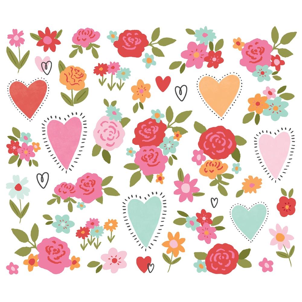 Simple Stories Heartstrings Floral Bits And Pieces 23609 Valentine Flowers