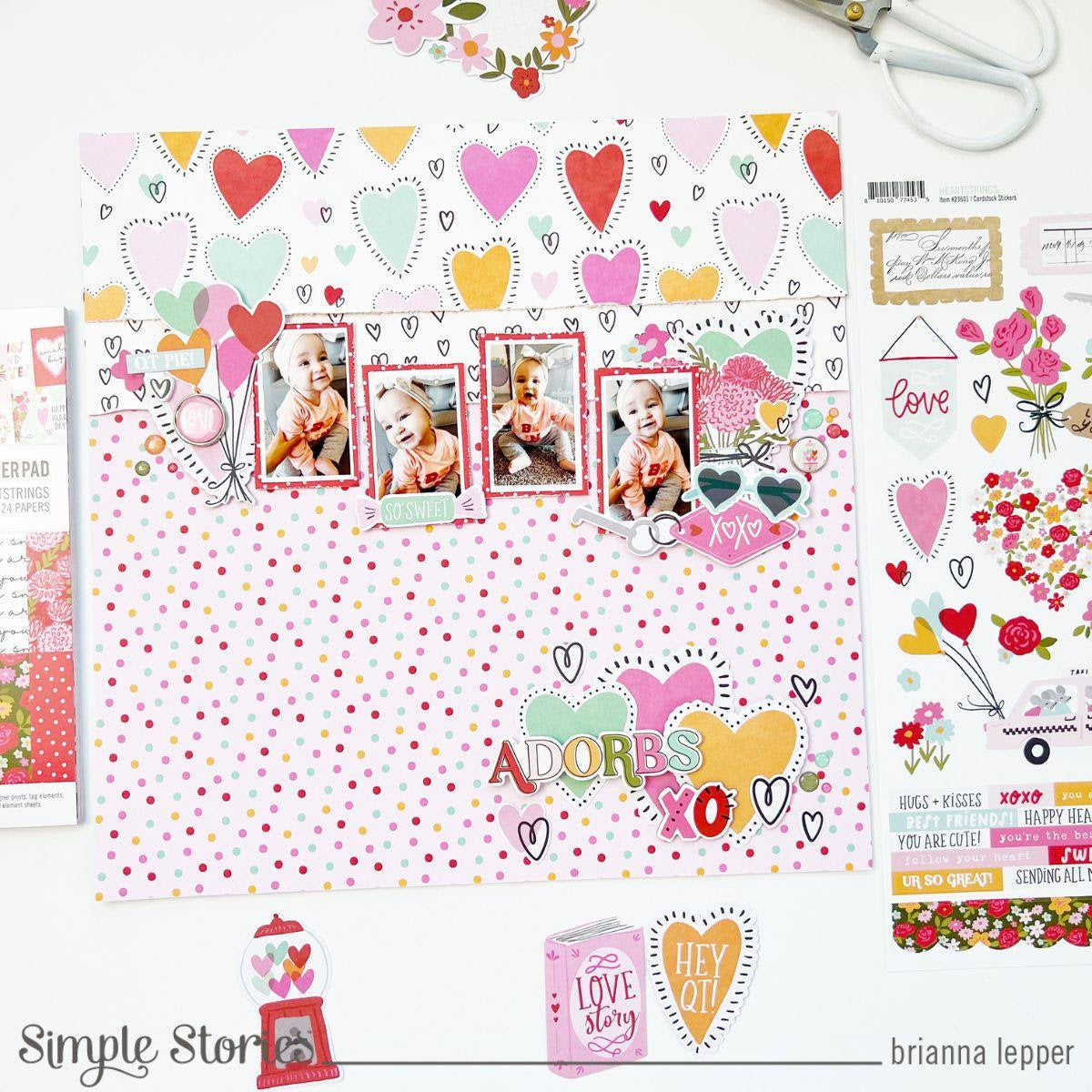 Simple Stories Heartstrings Glitter Enamel Dots 23613 Baby Layout