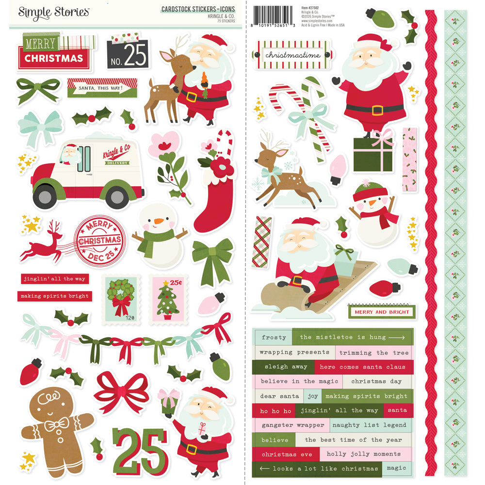 Simple Stories Kringle And Co 12 x 12 Collector's Essential Kit 27501 Cardstock Stickers