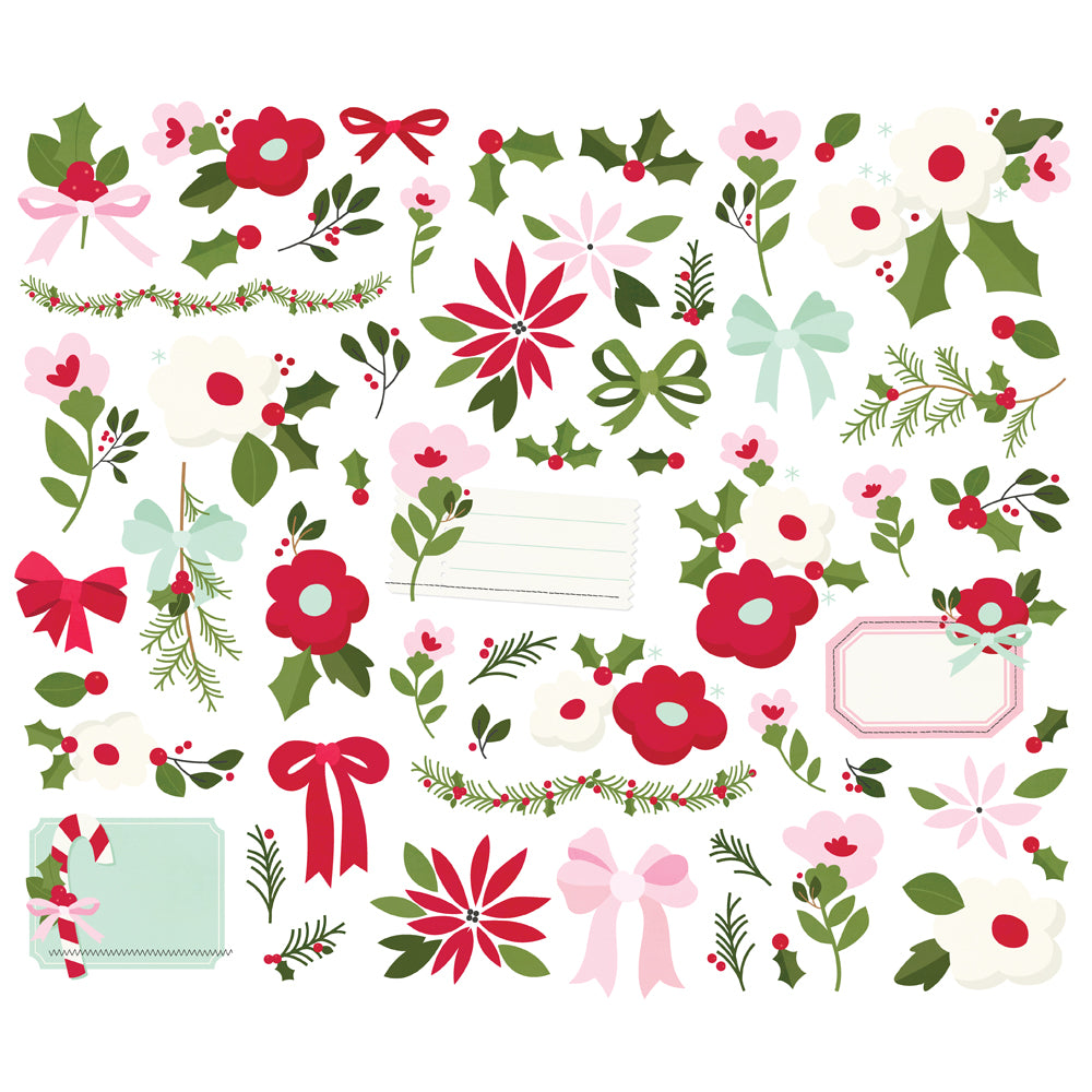 Simple Stories Kringle And Co Floral Bits And Pieces 27521 Christmas Flowers