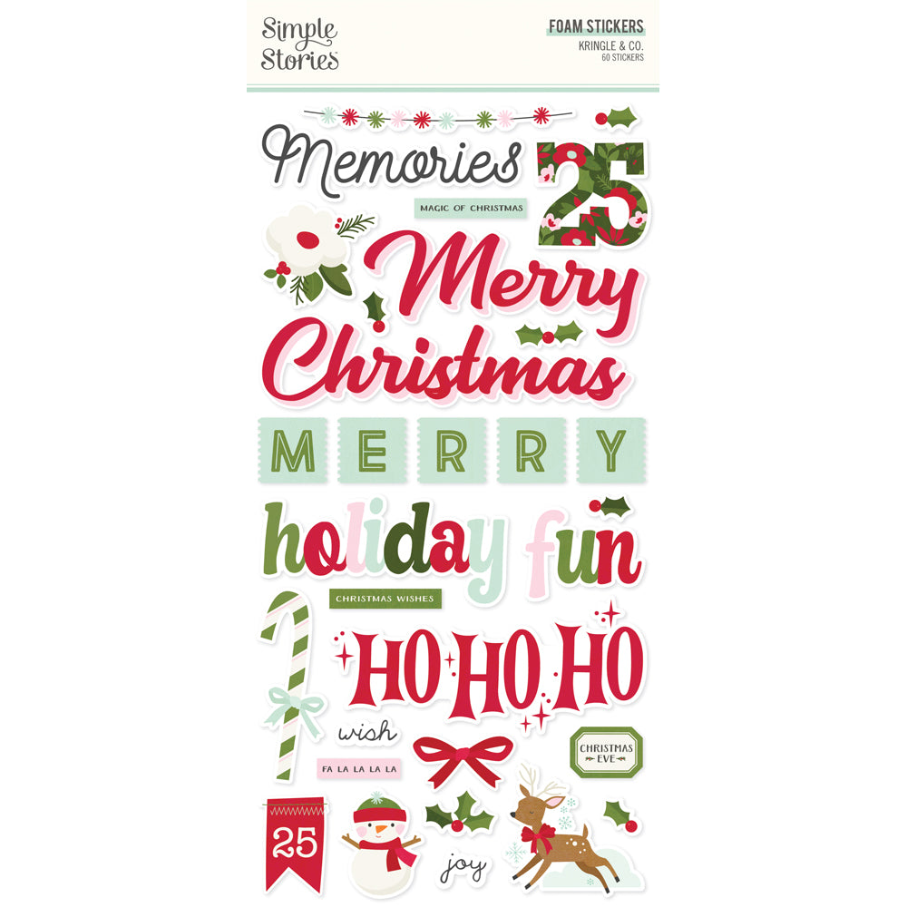Simple Stories Kringle And Co Foam Stickers 27522 Merry Christmas Sentiments