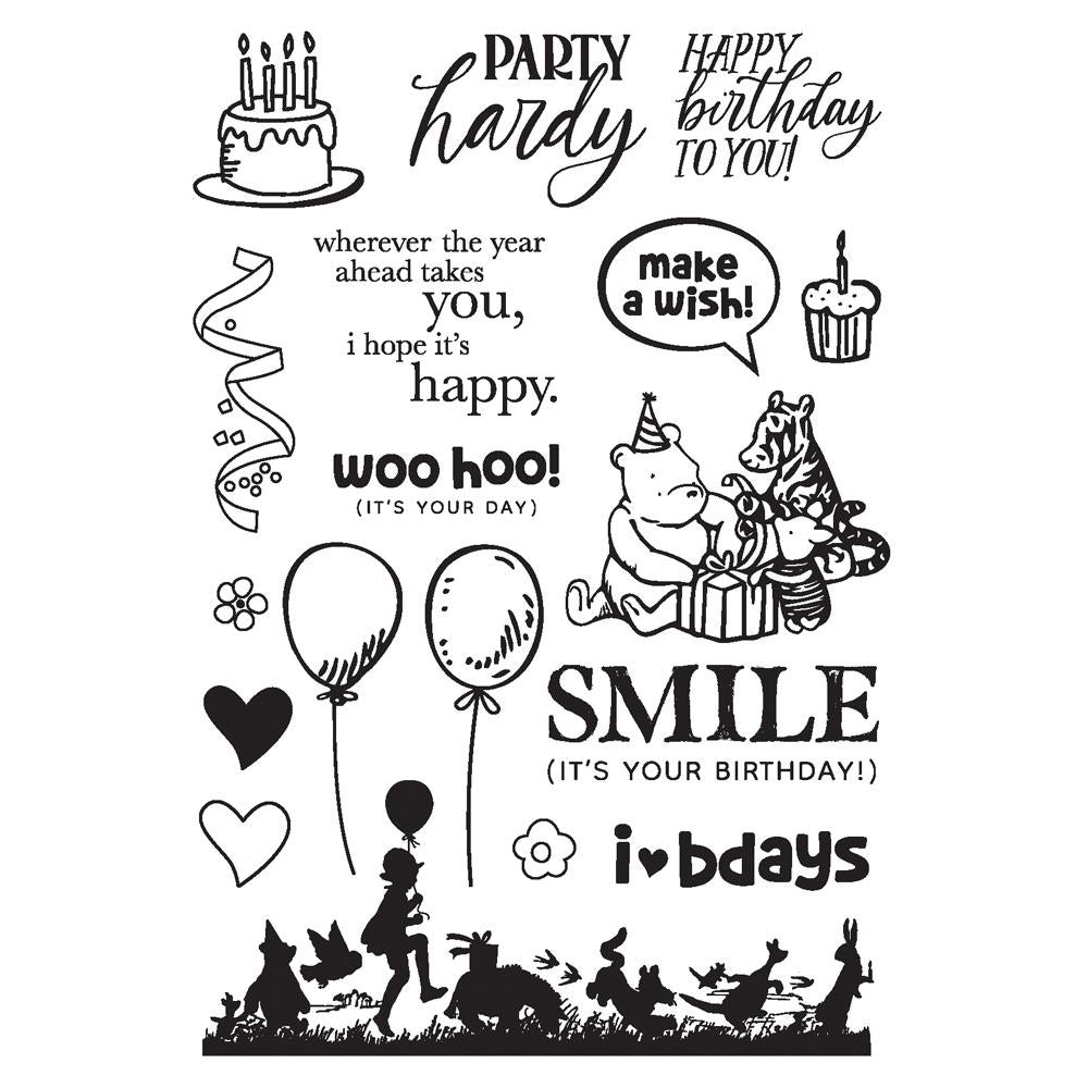 Simple Stories Make A Wish Say Cheese Classic Pooh Clear Stamps 24817 Birthday Sentiments