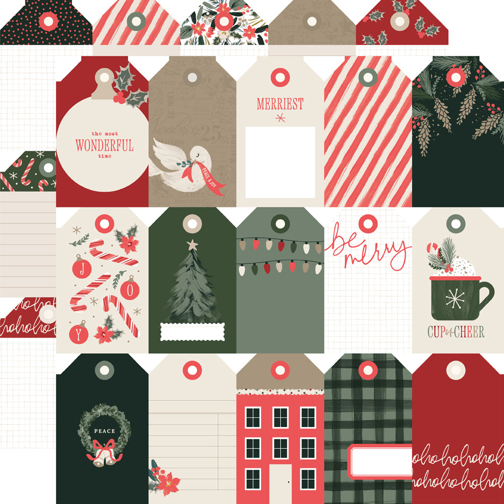 Simple Stories Mistletoe and Holly 12 x 12 Collector's Essential Kit 27701 Tag Elements