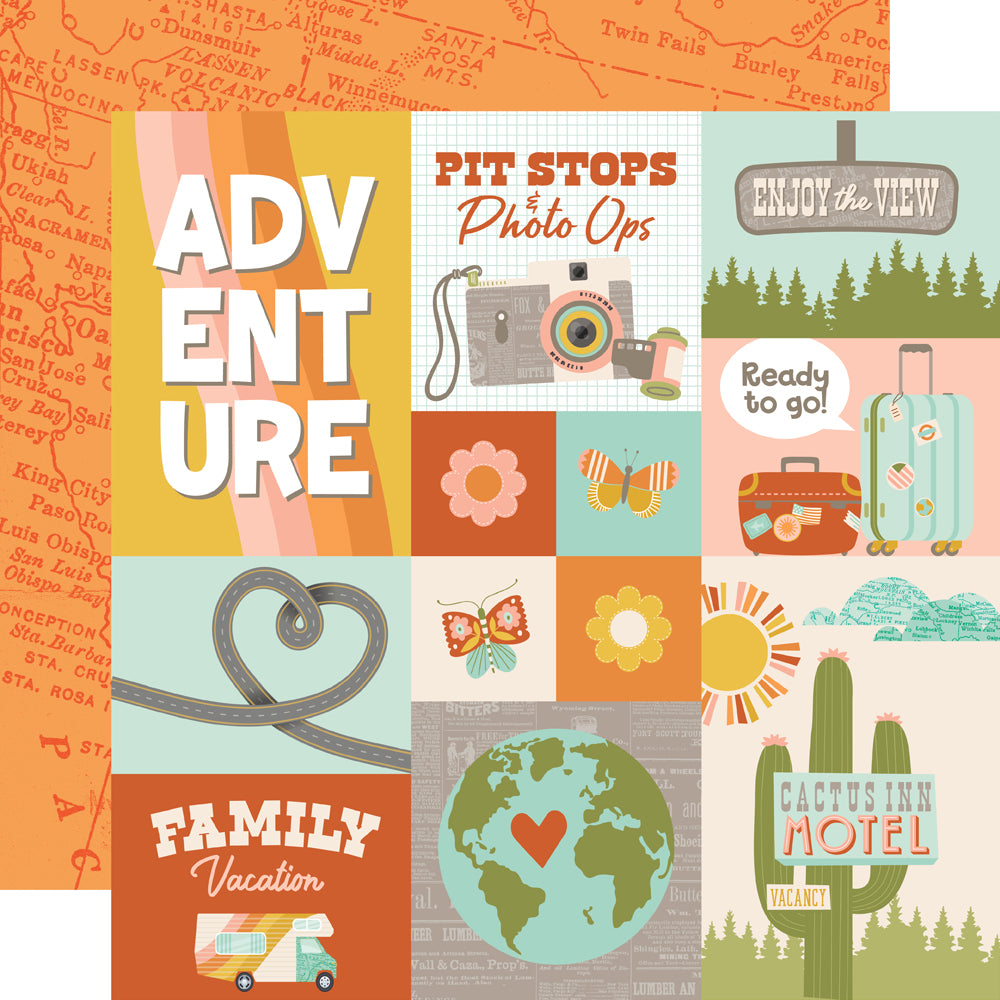 Simple Stories Open Road 12 x 12 Collector's Essential Kit 27101 Adventure Sentiments