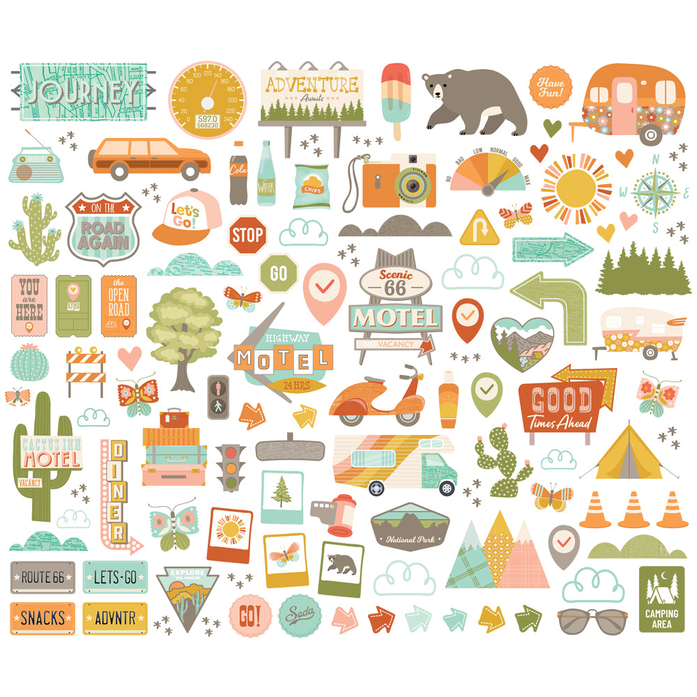 Simple Stories Open Road Bits And Pieces 27119 Travel Images
