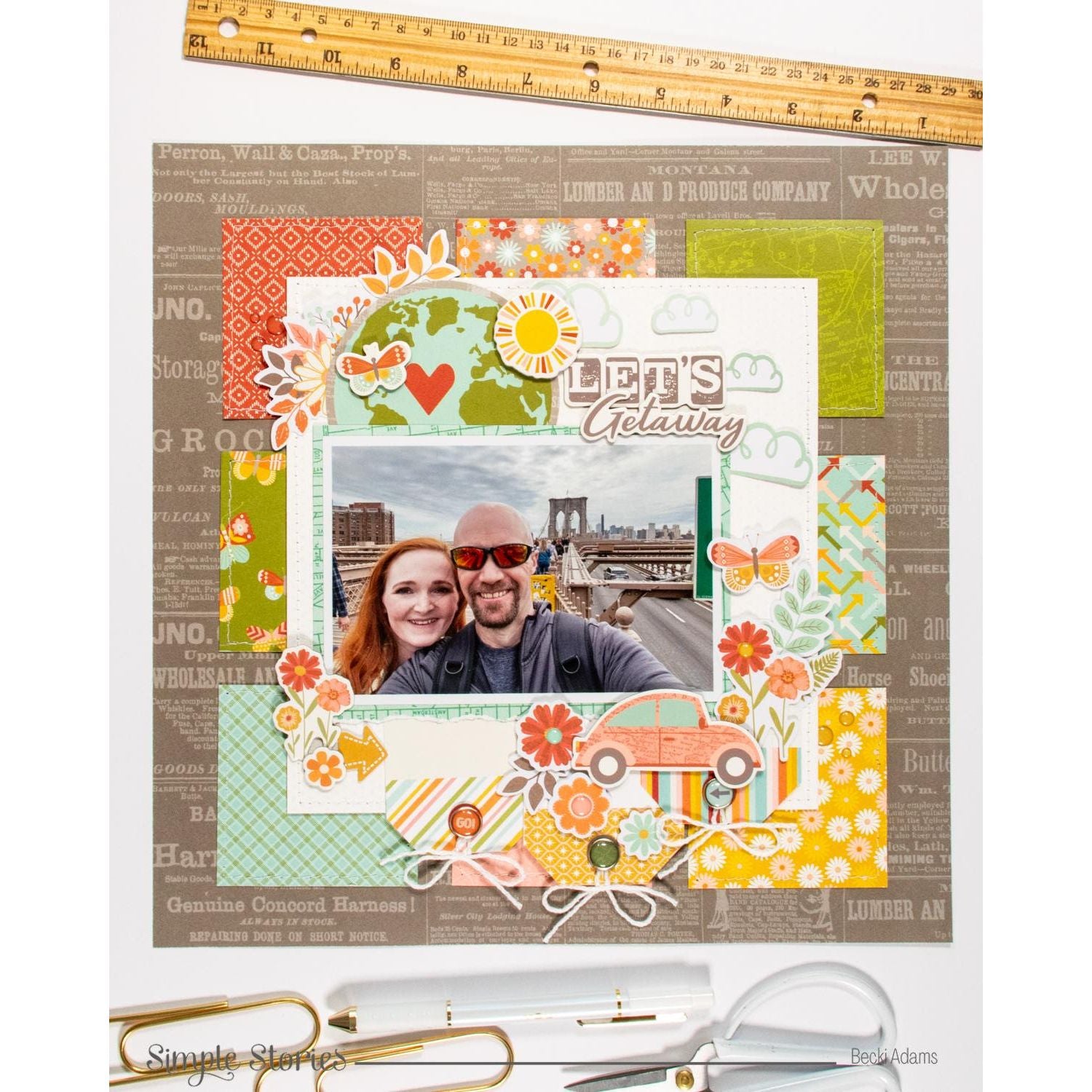 Simple Stories Open Road Journal Bits And Pieces 27120 Road Trip Layout