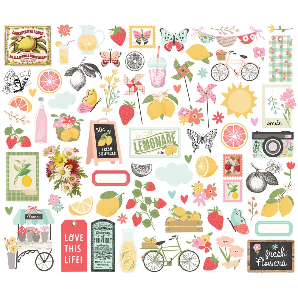 Simple Stories Pink Lemonade Bits And Pieces 26319 Summer Images