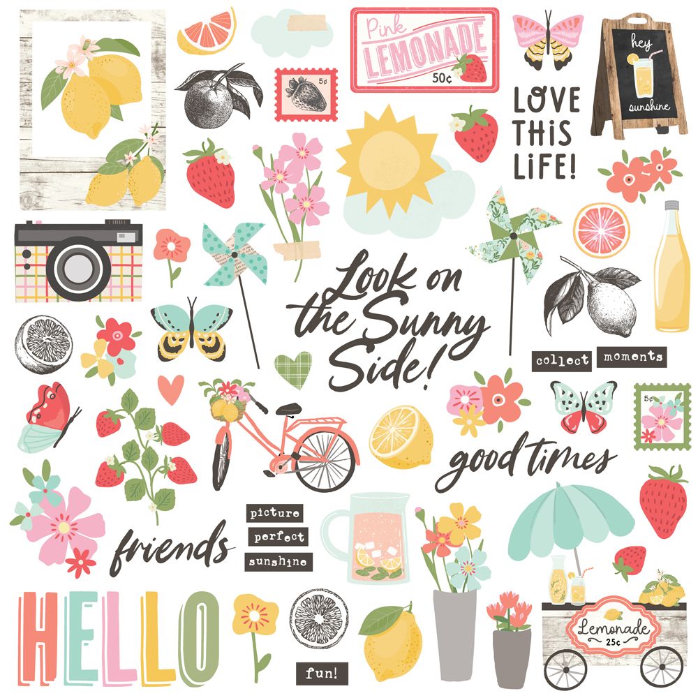 Simple Stories Pink Lemonade Chipboard Pieces 26318 Summer Images