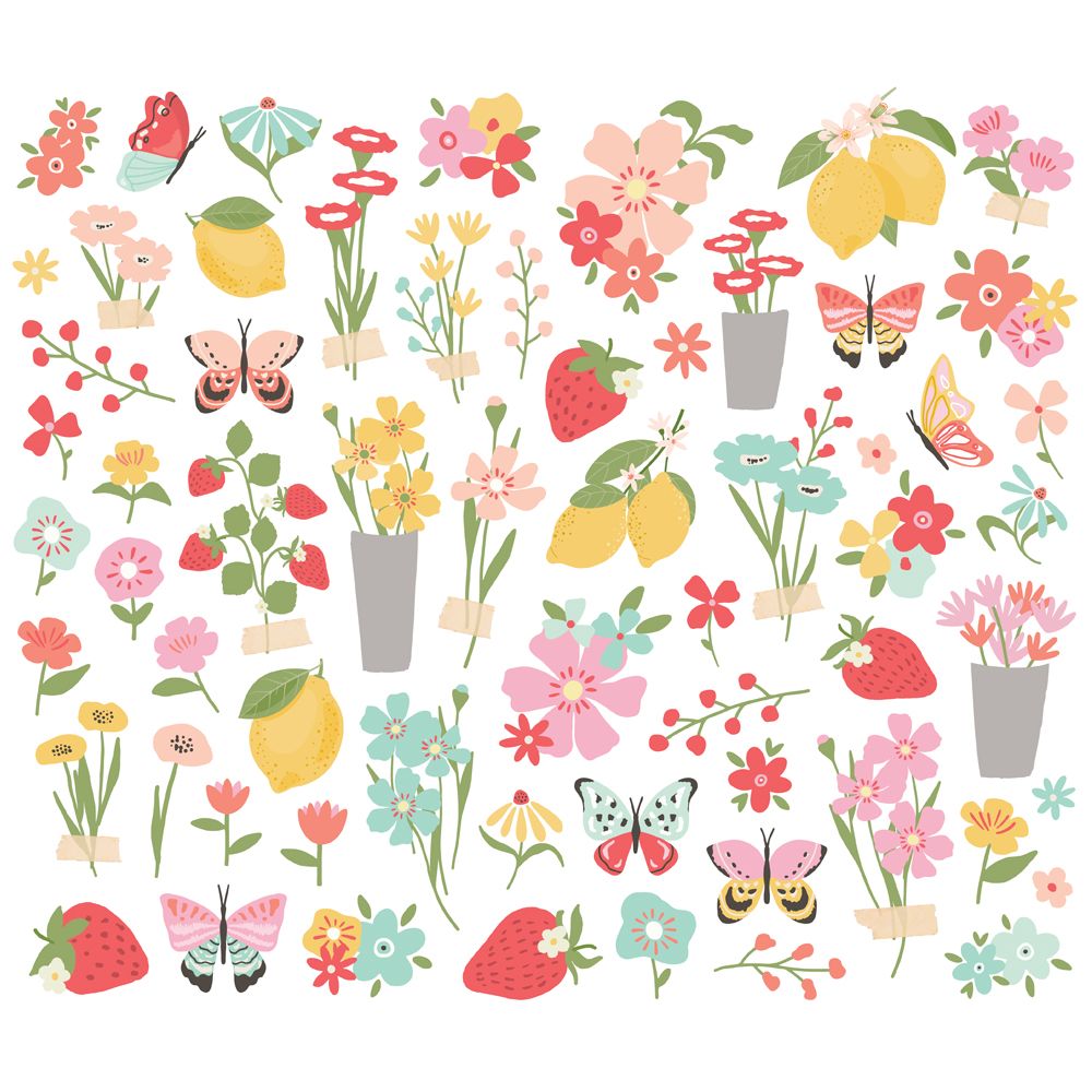 Simple Stories Pink Lemonade Floral Bits And Pieces 26321 Flower Images