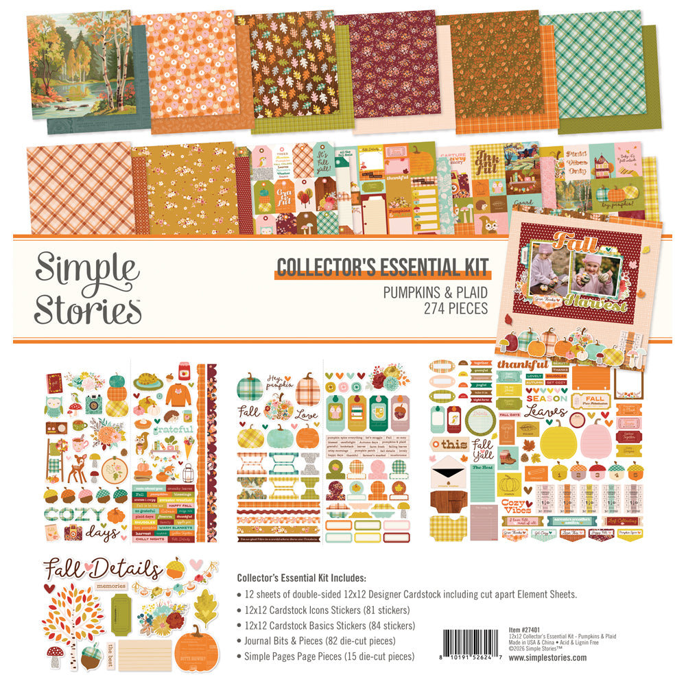 Simple Stories Pumpkins And Plaid 12 x 12 Collector's Essential Kit 27401