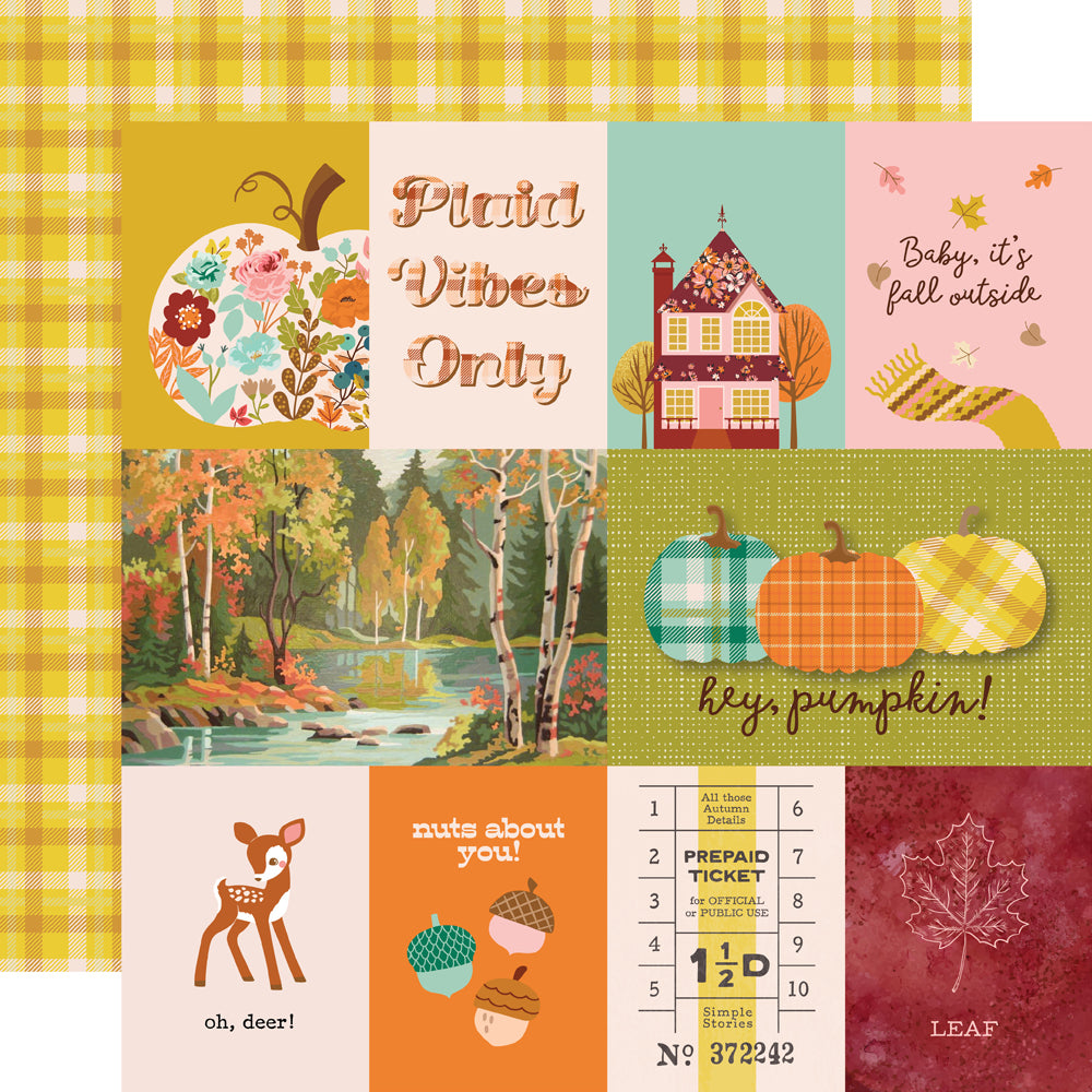 Simple Stories Pumpkins And Plaid 12 x 12 Collector's Essential Kit 27401 Plaid Vibes Only