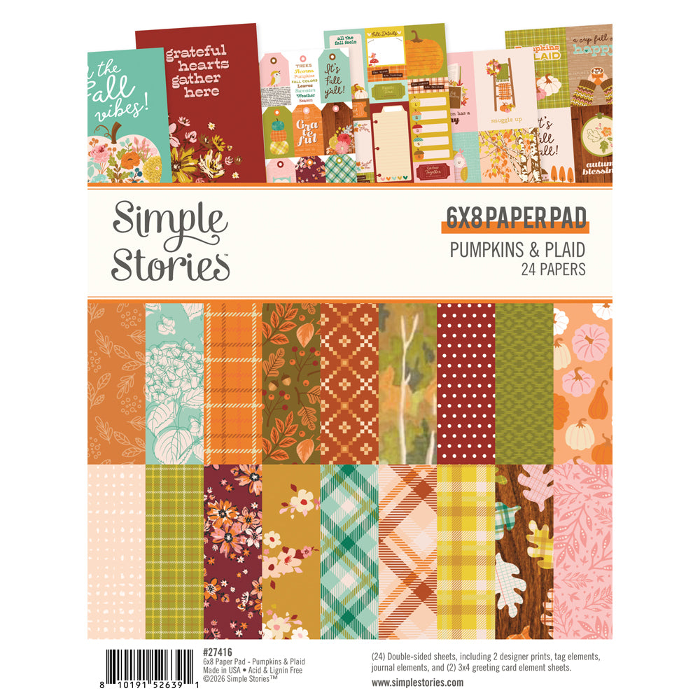 Simple Stories Pumpkins And Plaid 6 x 8 Paper Pad 27416