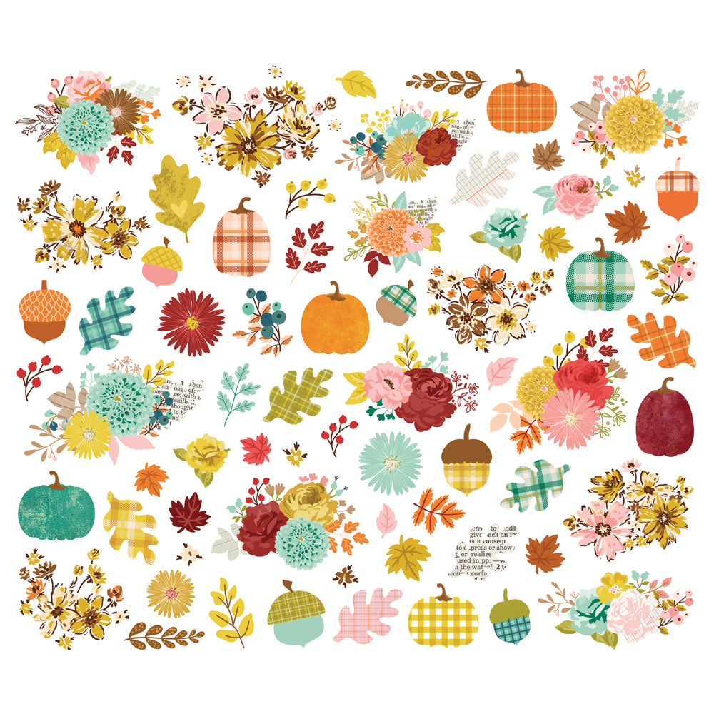 Simple Stories Pumpkins And Plaid Floral Bits And Pieces 27421 Autumn Flowers
