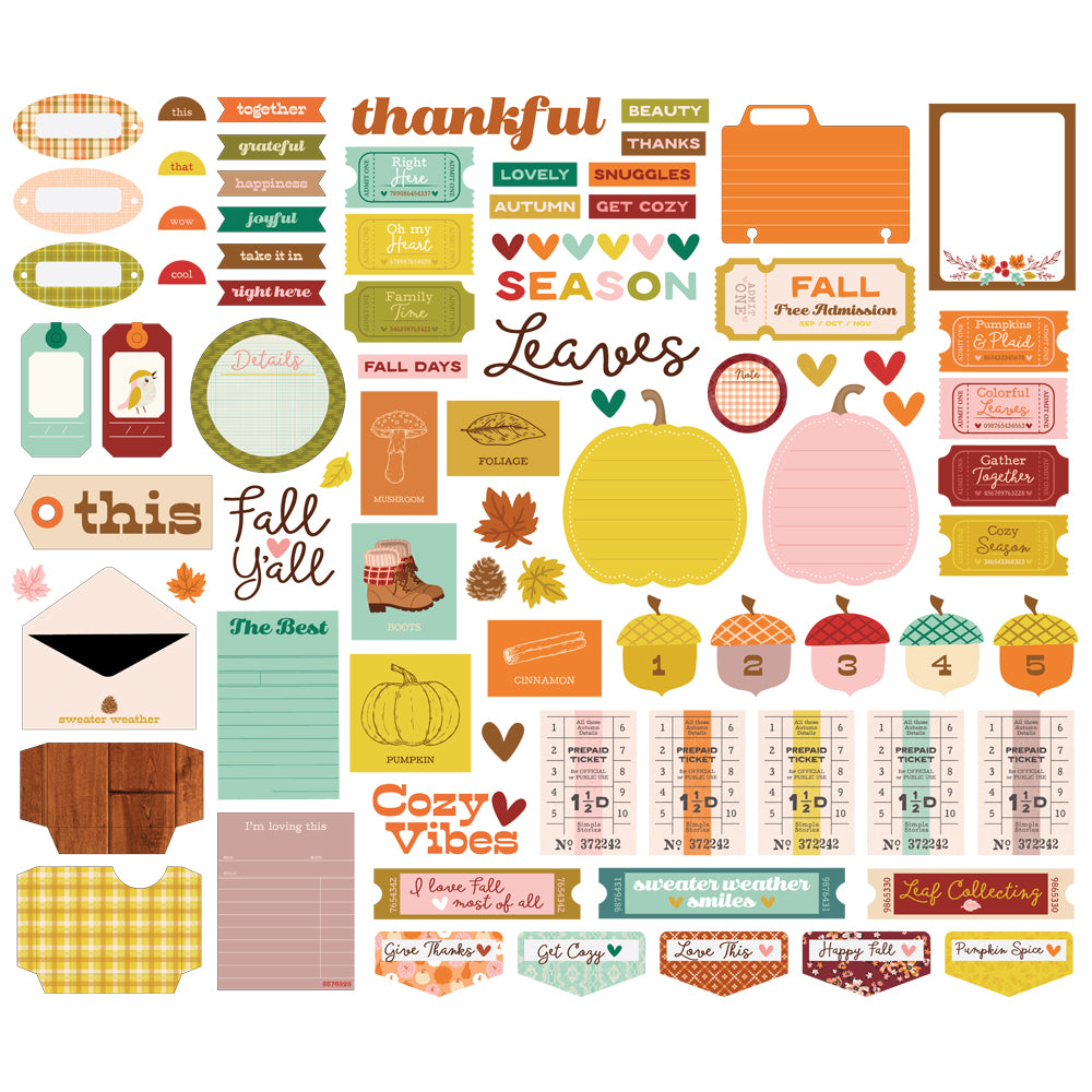 Simple Stories Pumpkins And Plaid Journal Bits And Pieces 27420 Autumn Sentiments
