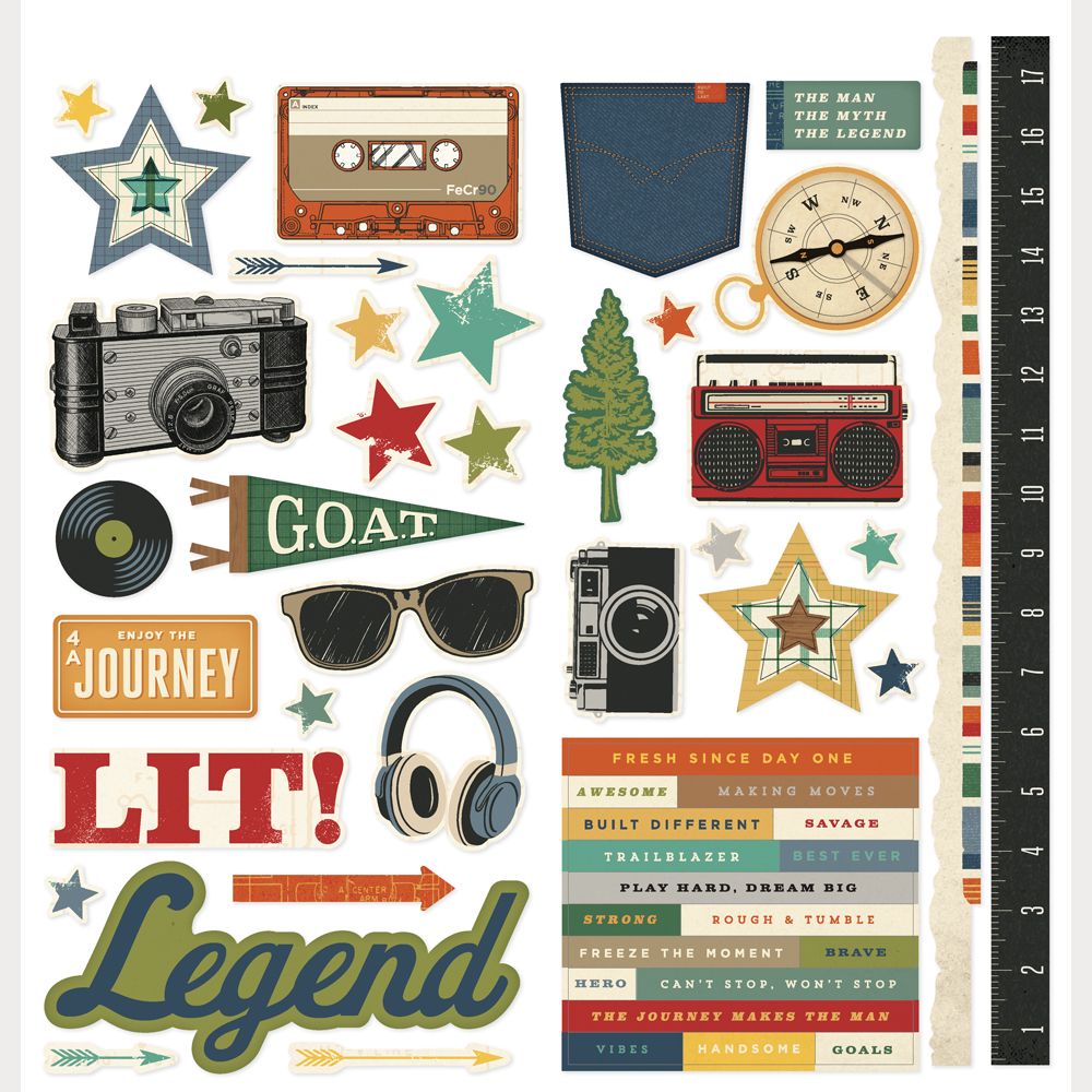 Simple Stories Rustic Legend 12 x 12 Collection Kit 26600 Cardstock Stickers