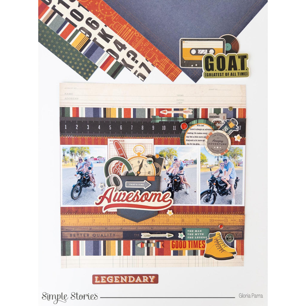 Simple Stories Rustic Legend 12 x 12 Collection Kit 26600 Masculine Awesome Motorcycle Layout