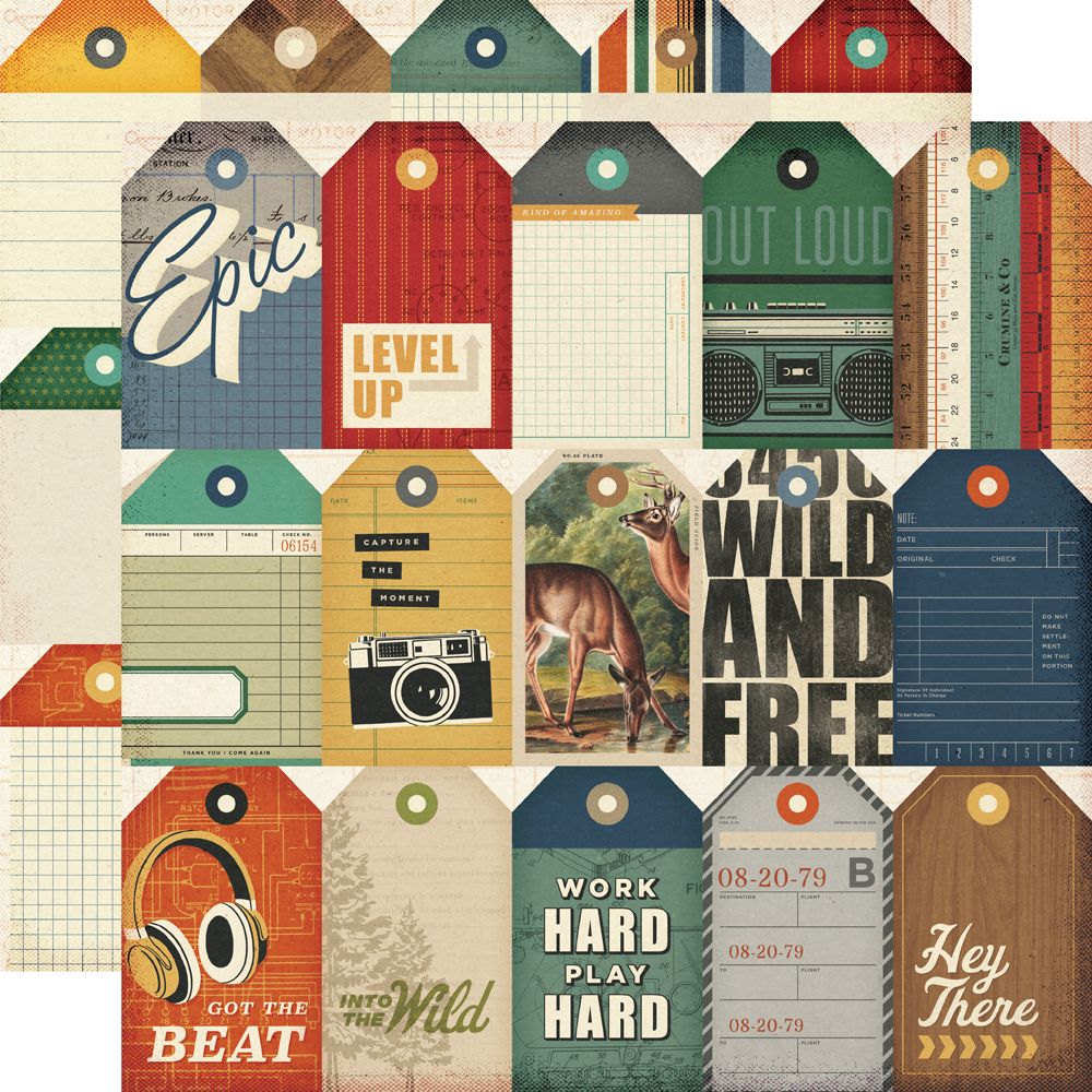 Simple Stories Rustic Legend 12 x 12 Collection Kit 26600 Masculine Tags