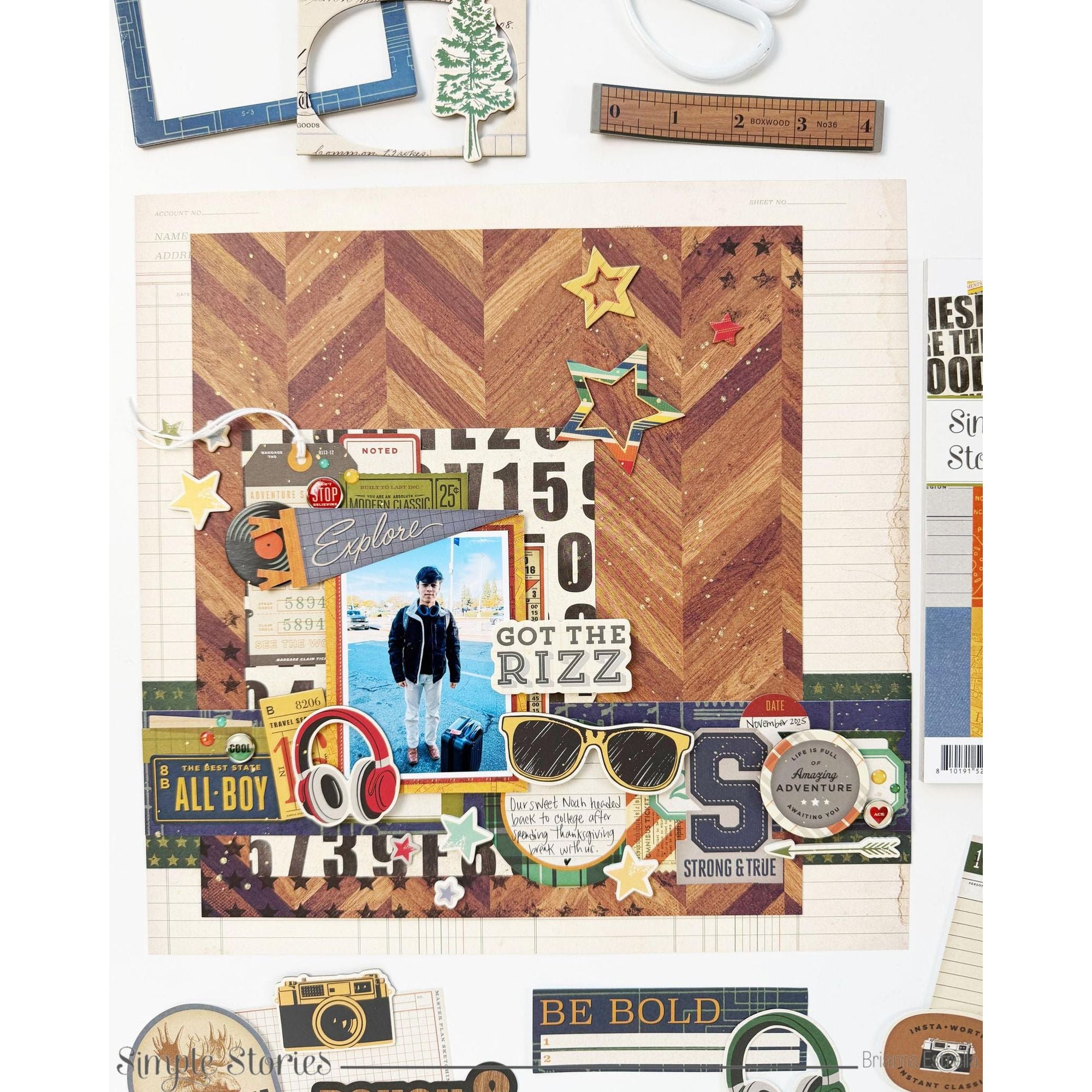 Simple Stories Rustic Legend Bits And Pieces 26619 Masculine Explore Layout