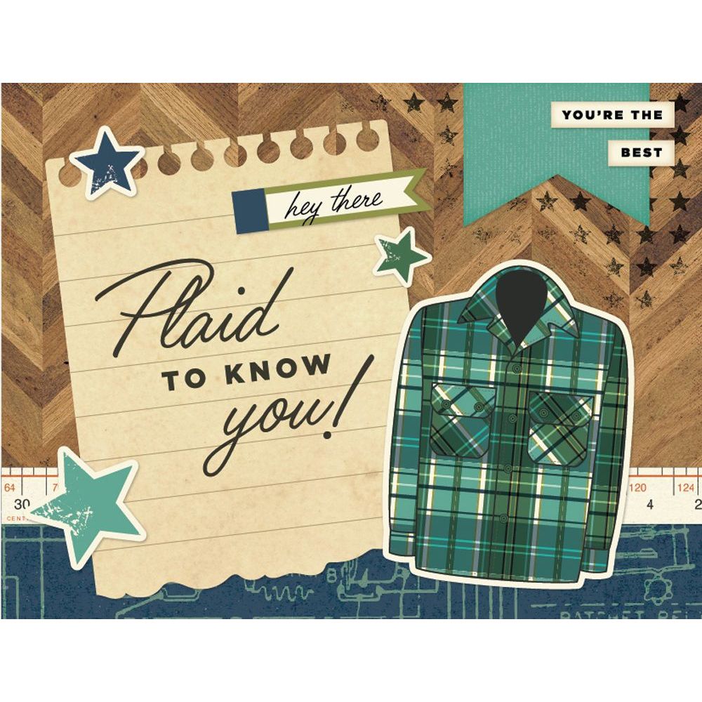 Simple Stories Rustic Legend Card Kit 26626 Plaid Shirt Card